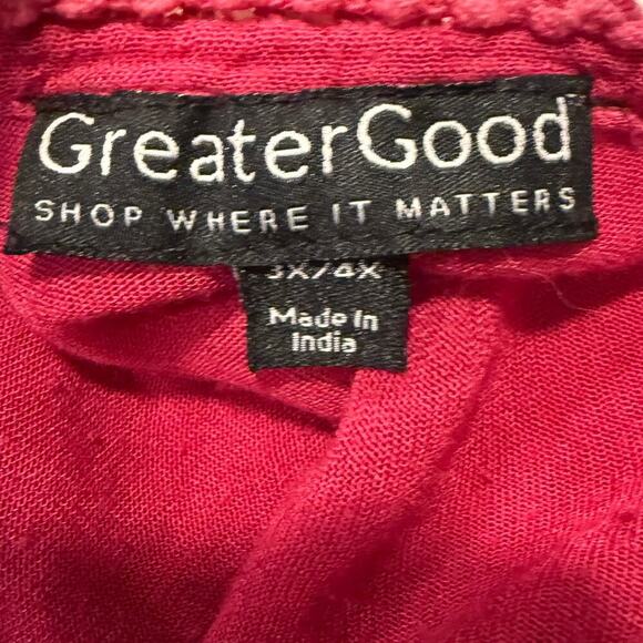 GreaterGood Scarlet Dragonfly Pink Megenta Tunic Top 4X Long Sleeve Embroidered - Picture 8 of 11